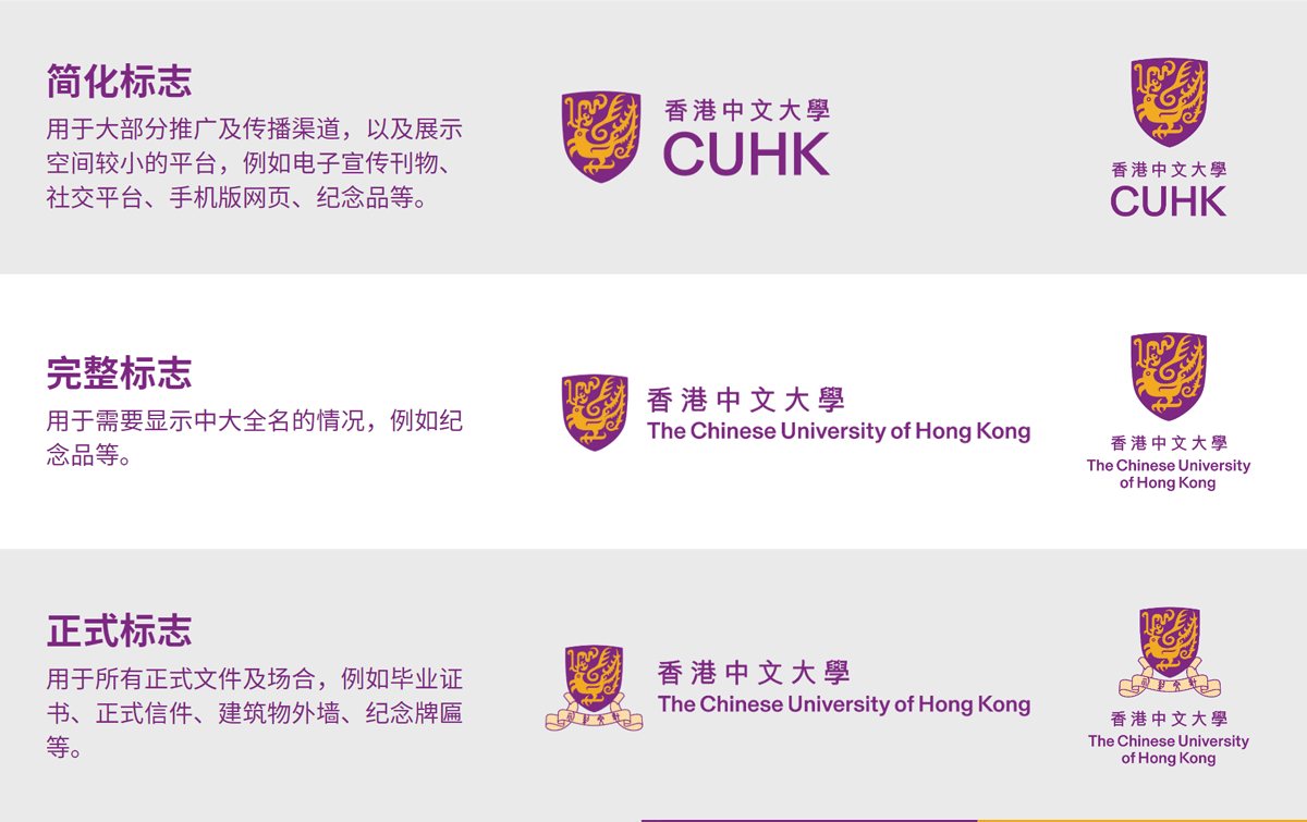 香港中文大學(xué)LOGO圖形設(shè)計的簡化版和正式版對比